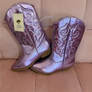 Youth Size 2 Tucker + Tate Metallic Purple Cassidy Cowboy Boots NWT